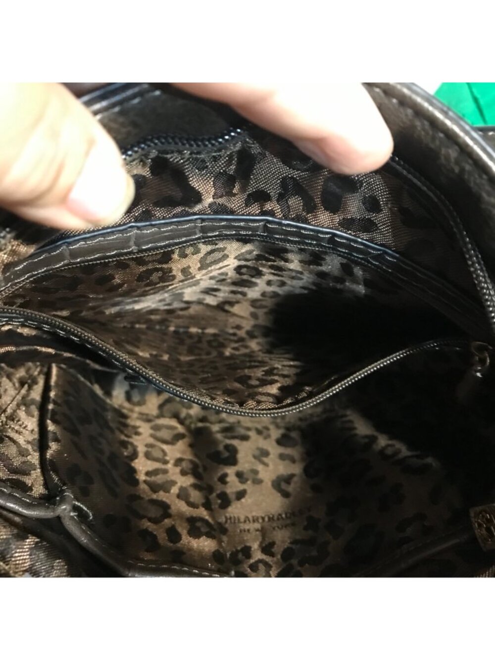 Hilary Radley Purse Brown Leather Crossbody Croc Embossed & Leopard Lining 10 x - Picture 11 of 15